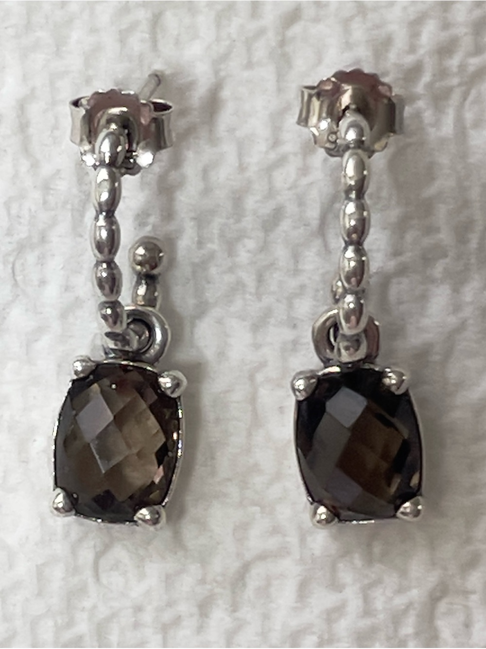 Retired Authentic Pandora Smokey Quartz Earrings